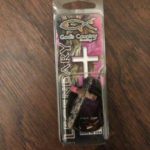 Legendary Whitetails pink camo cross necklace